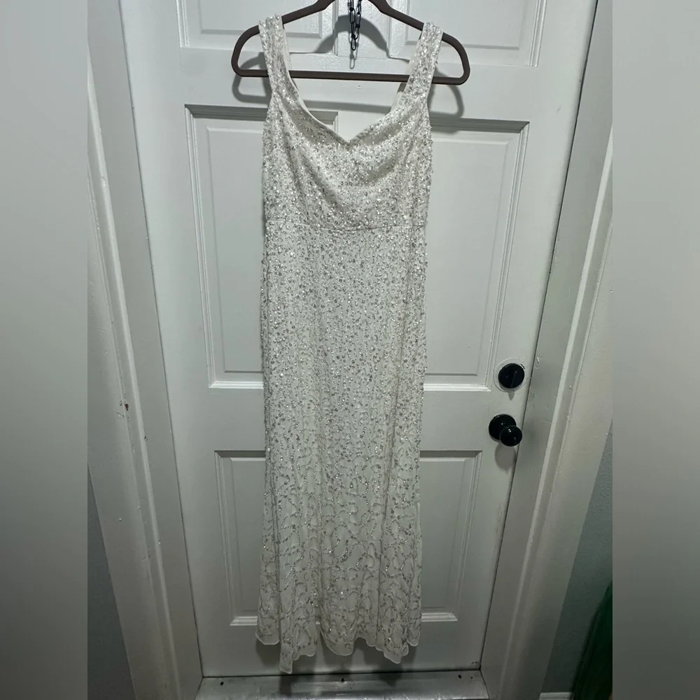 Maya Bridal bardot fishtail embellished maxi dress in Ivory size 6 NWT SOLD OUT - Picture 5 of 10